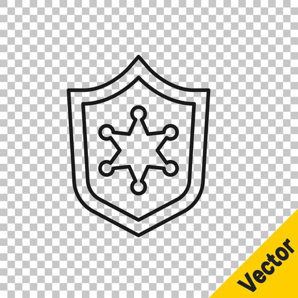 Ligne Noire Icône Badge Police Isolé Sur Fond Transparent Panneau — Image vectorielle