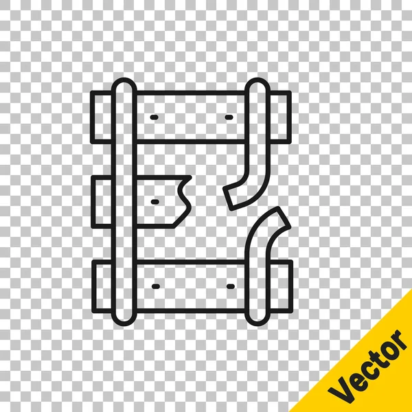 Linha Preta Trilhos Quebrados Rachados Ícone Ferroviário Isolado Fundo Transparente —  Vetores de Stock