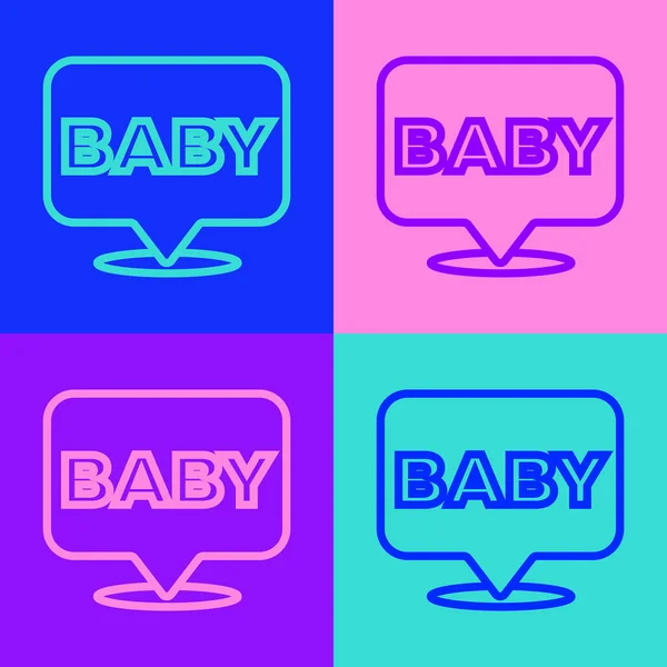 Pop Konst Linje Baby Ikon Isolerad Färg Bakgrund Vektor — Stock vektor