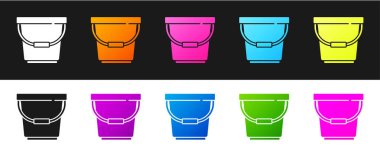 Kova simgesini siyah beyaz arkaplanda izole et. Vektör İllüstrasyonu.