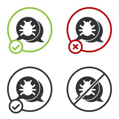 Siyah Sistem hata konsepti simgesi beyaz arkaplanda izole edildi. Kod hatası konsepti. Sistemde hata var. Böcek araması. Çember düğmesi. Vektör.