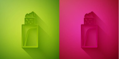 Kağıt kesiği Burrito simgesi yeşil ve pembe arka planda izole edilmiş. Geleneksel Meksika fast food 'u. Kağıt sanatı tarzı. Vektör.