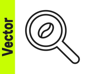 Siyah çizgi seçili kahve çekirdeği simgesi beyaz arkaplanda izole edilmiş. Vektör İllüstrasyonu.