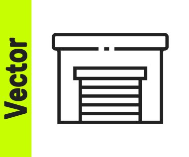 Beyaz arkaplanda siyah çizgi garaj simgesi izole edildi. Vektör İllüstrasyonu.