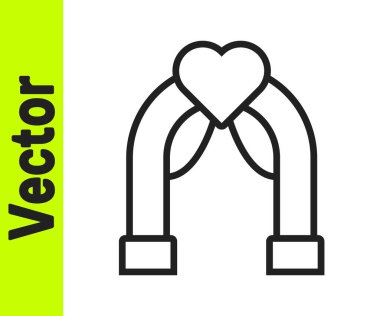 Siyah çizgi düğün simgesi beyaz arka planda izole edildi. Düğün dekorasyonu. Vektör.