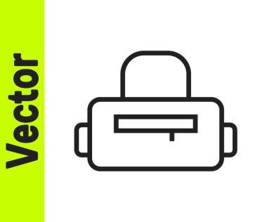 Siyah çizgi spor çantası simgesi beyaz arkaplanda izole edildi. Vektör.