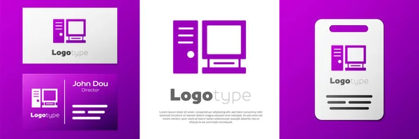 Logotype Icône Moniteur Ordinateur Isolé Sur Fond Blanc Panneau Composant — Image vectorielle