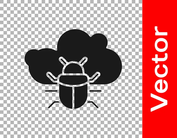 Black System Bug Auf Einem Wolkensymbol Isoliert Auf Transparentem Hintergrund — Stockvektor
