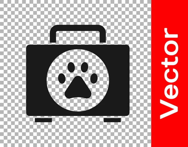 Black Pet First Aid Kit Icon Isolated Transparent Background Dog — Stock Vector