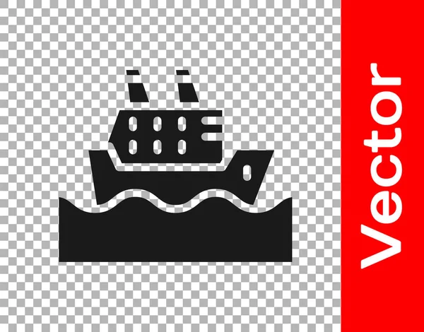 Crucero Negro Icono Del Océano Aislado Sobre Fondo Transparente Cruzando — Vector de stock