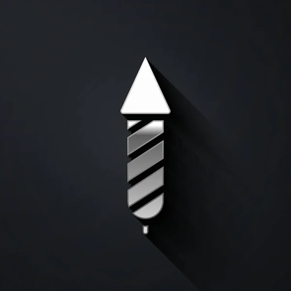 Zilveren Vuurwerk Raket Pictogram Geïsoleerd Zwarte Achtergrond Het Idee Van — Stockvector