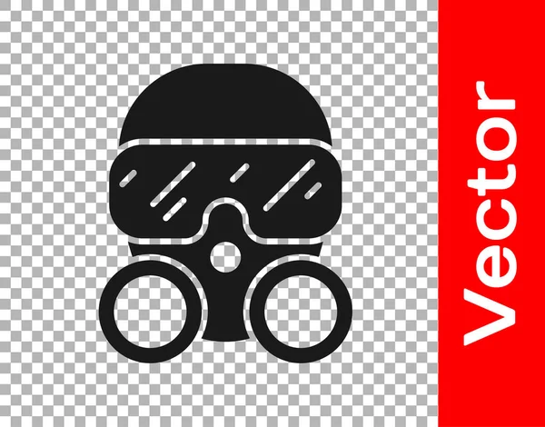 Icono Máscara Gas Negro Aislado Sobre Fondo Transparente Signo Respiratorio — Vector de stock