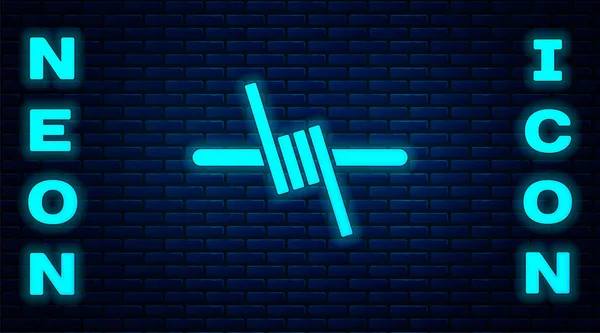 Glowing Neon Barbed Wire Icon Isolated Brick Wall Background Vector — Stock Vector