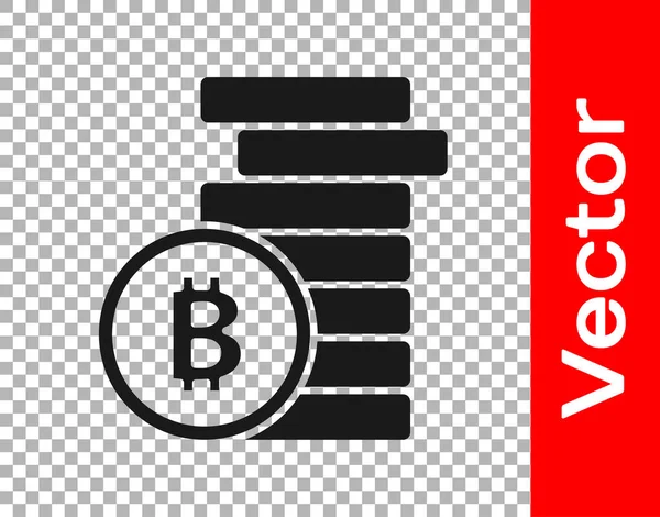 Schwarze Kryptowährung Bitcoin Symbol Isoliert Auf Transparentem Hintergrund Physische Bitcoin — Stockvektor