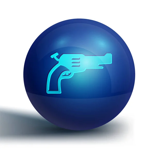 Icône Pistolet Revolver Bleu Isolé Sur Fond Blanc Bouton Bleu — Image vectorielle