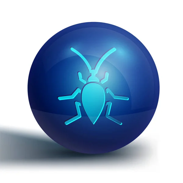 Blue Cockroach Icoon Geïsoleerd Witte Achtergrond Blauwe Cirkel Knop Vector — Stockvector