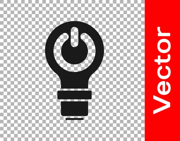 Ampoule Noire Avec Icône Symbole Foudre Isolée Sur Fond Transparent — Image vectorielle