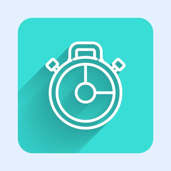 Fehér Vonal Stopwatch Ikon Elszigetelt Hosszú Árnyék Időzítő Jel Kronométer — Stock Vector