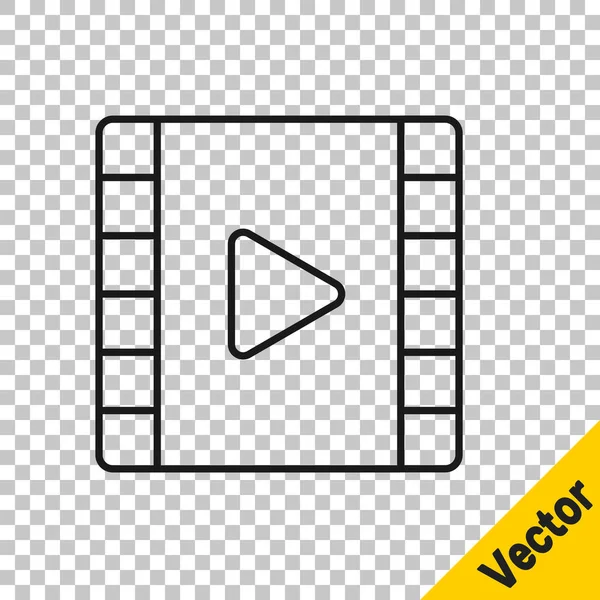 Schwarze Linie Abspielen Video Symbol Isoliert Auf Transparentem Hintergrund Filmstreifen — Stockvektor