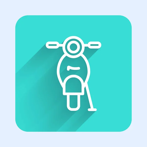 Icône Scooter Ligne Blanche Isolé Avec Une Ombre Longue Bouton — Image vectorielle