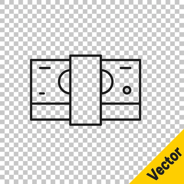 Línea Negra Pila Papel Moneda Icono Efectivo Aislado Sobre Fondo — Vector de stock