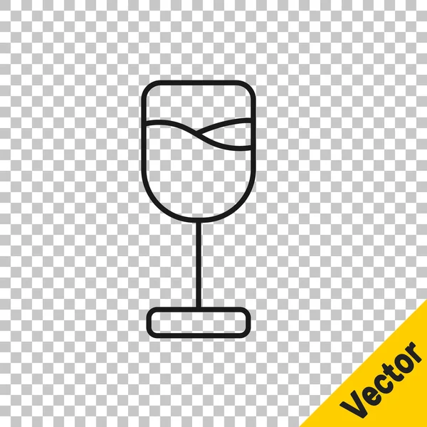 Ligne Noire Icône Verre Vin Isolé Sur Fond Transparent Icône — Image vectorielle