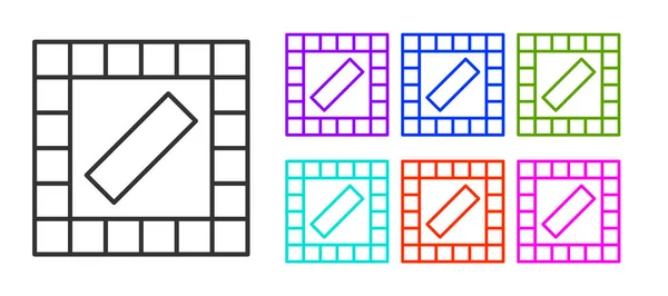 Zwarte Lijn Bordspel Pictogram Geïsoleerd Witte Achtergrond Stel Pictogrammen Kleurrijk — Stockvector