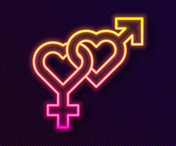 Ragyogó Neon Vonal Gender Ikon Elszigetelt Fekete Háttér Férfiak Nők — Stock Vector