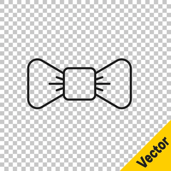 Black Line Bow Tie Icon Isolated Transparent Background Vector — Stock Vector