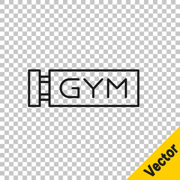 Black Line Location Gym Icon Isolated Transparent Background Vector — Stock Vector