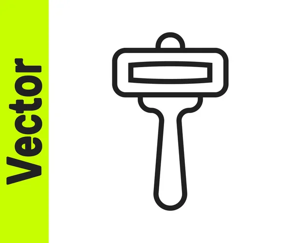 Black Line Shaving Razor Icon Isolated White Background Vector — Stock Vector