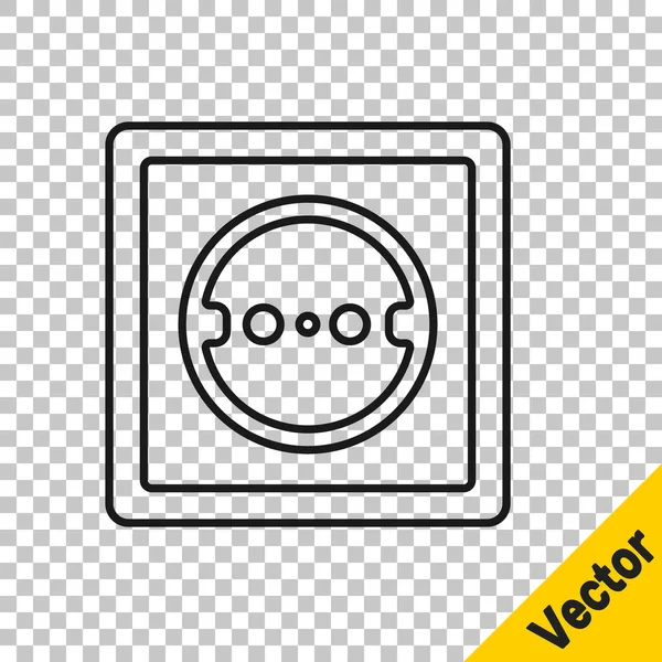 Schwarze Linie Steckdose Symbol Isoliert Auf Transparentem Hintergrund Steckdose Rosettensymbol — Stockvektor