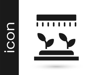 Beyaz arkaplanda siyah otomatik sulama ikonu izole edildi. Su ekipmanları. Bahçe elemanı. Sprey tabanca ikonu. Vektör.