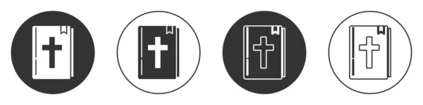Μαύρη Αγία Γραφή Εικονίδιο Βιβλίο Απομονώνονται Λευκό Φόντο Κουμπί Διάνυσμα — Διανυσματικό Αρχείο