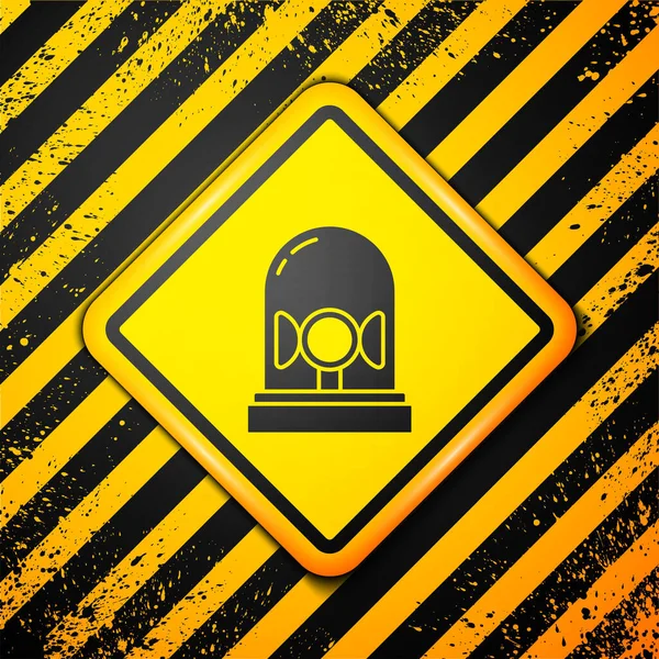 Black Flasher Sirene Symbol Isoliert Auf Gelbem Hintergrund Notrufsirene Warnzeichen — Stockvektor