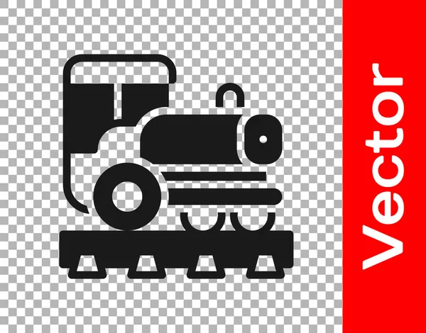 Schwarze Vintage Lokomotive Ikone Isoliert Auf Transparentem Hintergrund Dampflokomotive Vektor — Stockvektor