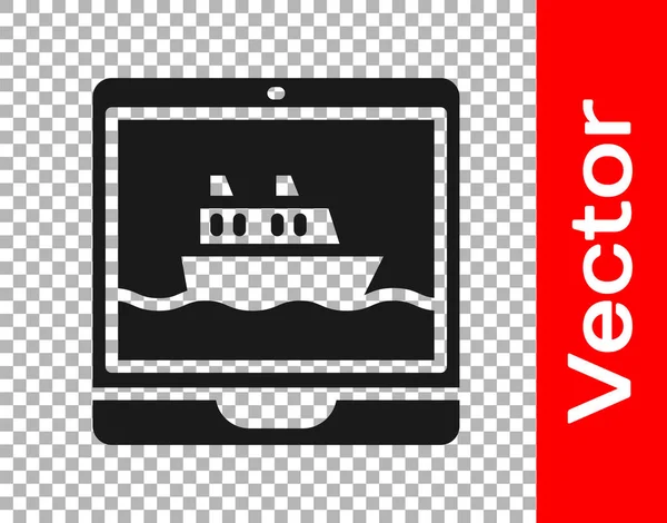 Icono Crucero Negro Aislado Sobre Fondo Transparente Turismo Viajes Transporte — Vector de stock