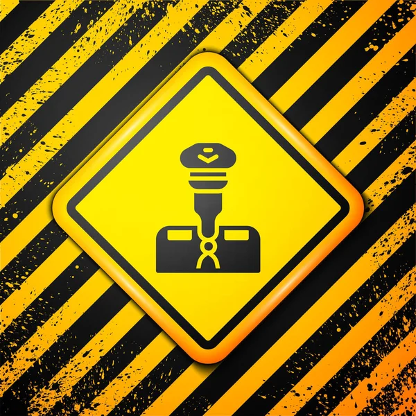 Schwarz Pilot Symbol Isoliert Auf Gelbem Hintergrund Warnzeichen Vektor — Stockvektor