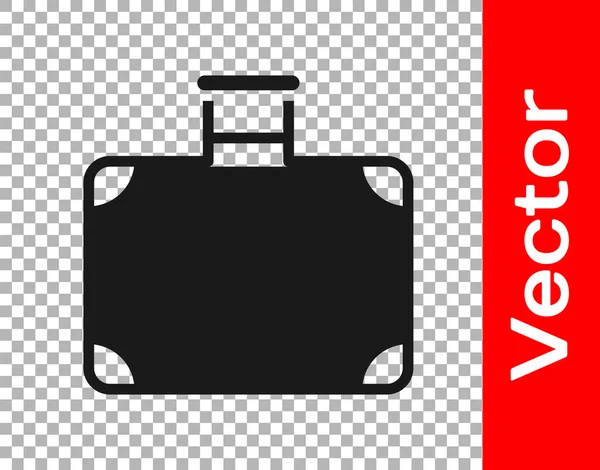 Black Suitcase Travel Icon Isolated Transparent Background Traveling Baggage Sign — Stock Vector