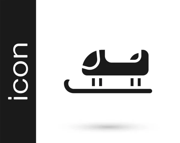 Icône Traîneau Noir Isolé Sur Fond Blanc Mode Transport Hivernal — Image vectorielle