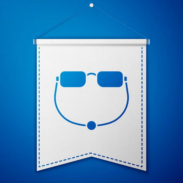 Blaue Brille Icon Isoliert Auf Blauem Hintergrund Weiße Wimpelvorlage Vektor — Stockvektor