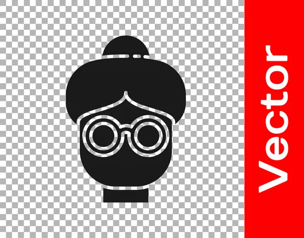 Icono Abuela Negra Aislado Sobre Fondo Transparente Vector — Vector de stock