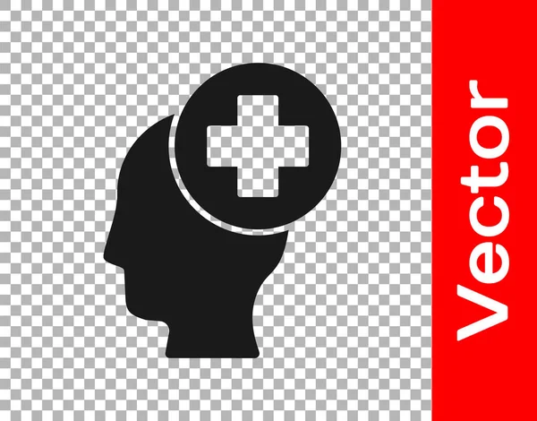 Черная Мужская Голова Больничной Иконой Прозрачном Фоне Голова Психическим Здоровьем — стоковый вектор
