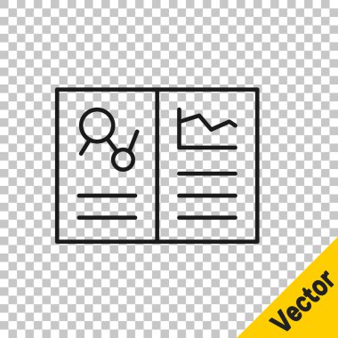 Şeffaf arka planda izole edilmiş klinik kayıt simgesi olan siyah çizgi tıbbi pano. Sağlık sigortası formu. Reçete, tıbbi kontrol işaretleri raporu. Vektör.