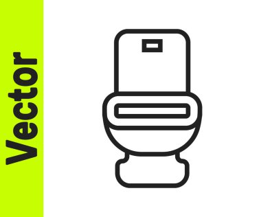 Siyah çizgi tuvalet klozeti ikonu beyaz arka planda izole edilmiş. Vektör.