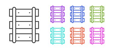 Siyah hat Demiryolu, beyaz arka planda izole edilmiş demiryolu ikonu. Simgeleri renklendirin. Vektör.