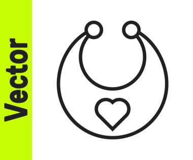 Siyah çizgi bebek önlüğü simgesi beyaz arkaplanda izole edildi. Vektör.