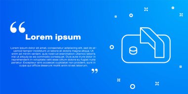 Beyaz çizgi buz hokeyi golü ve kaleci ikonu mavi arka planda izole edildi. Vektör.