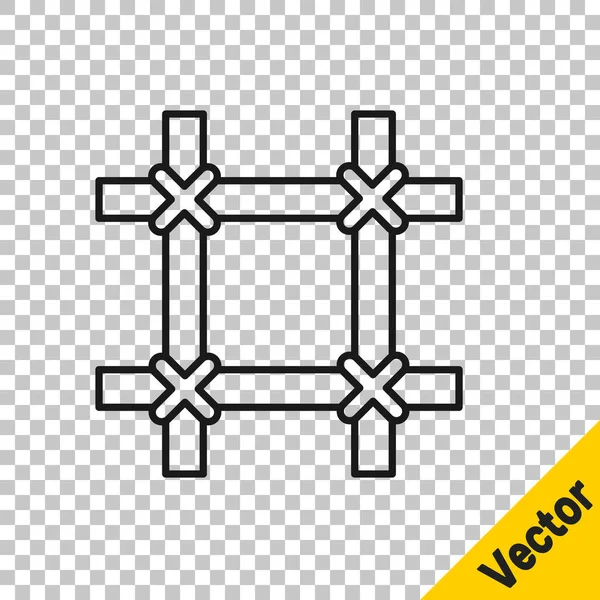 Línea Negra Icono Ventana Prisión Aislado Sobre Fondo Transparente Vector — Vector de stock