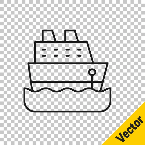 Schwarze Linie Kreuzfahrtschiff Symbol Isoliert Auf Transparentem Hintergrund Reisetourismus Nautischer — Stockvektor